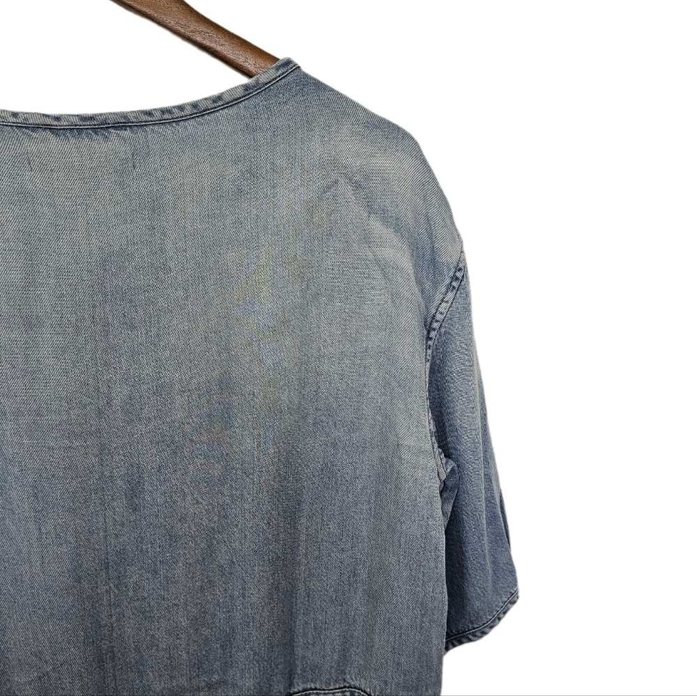 All Saints casual denim blue short sleeve v-neck shift dress size medium - Picture 7 of 12